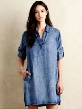 Relaxed Blue Denim Tunic Dress